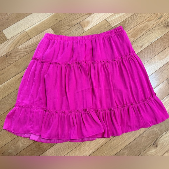 NWOT Naked Zebra Ruched Waist Mini Flare Skirt Flamingo Pink Barbiecore Feminine - Picture 1 of 7